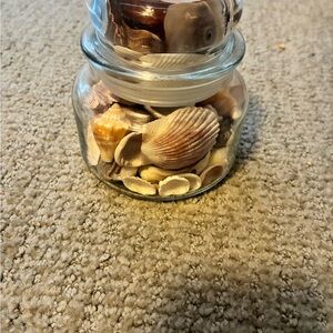 Glass Jar with Assorted Seashells